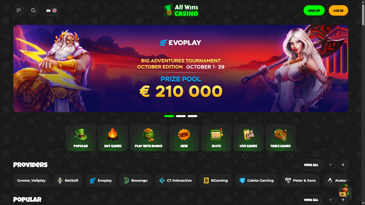 All Wins Casino Desktop screenshot